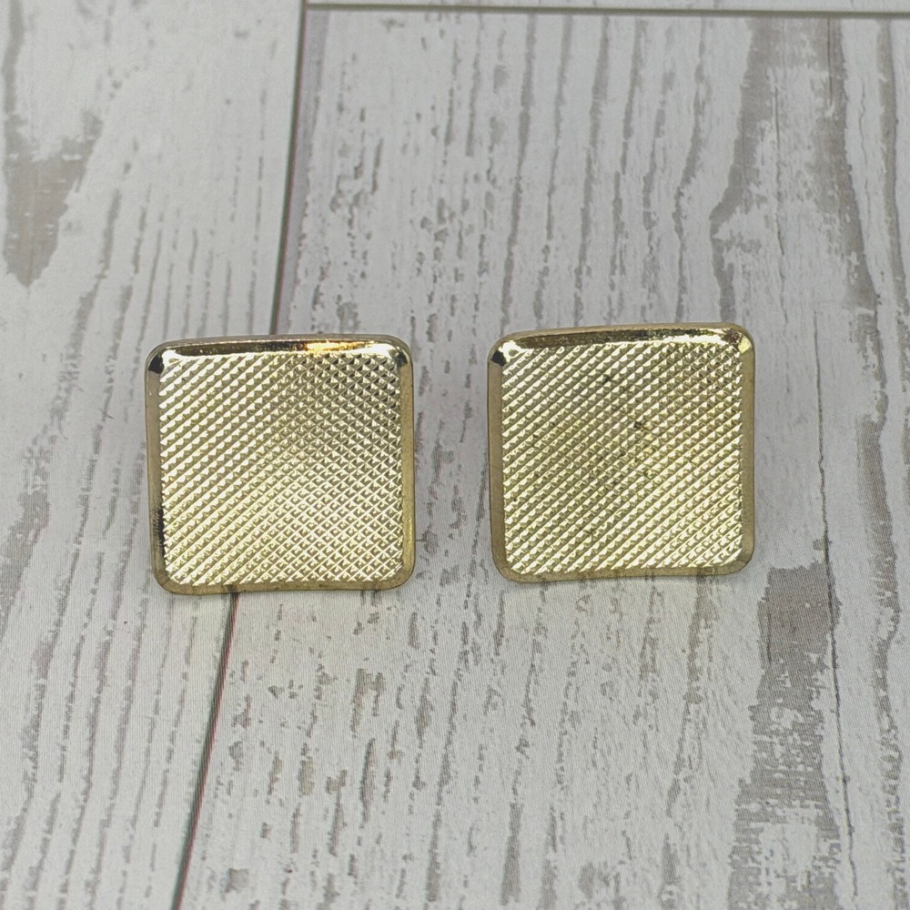 Sarah Coventry Vintage Gold Tone Textured Square Cufflinks Mid Century Modern